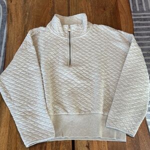 Banana Republic Factory Women's Oatmeal Quilted Half-Zip Sweatshirt